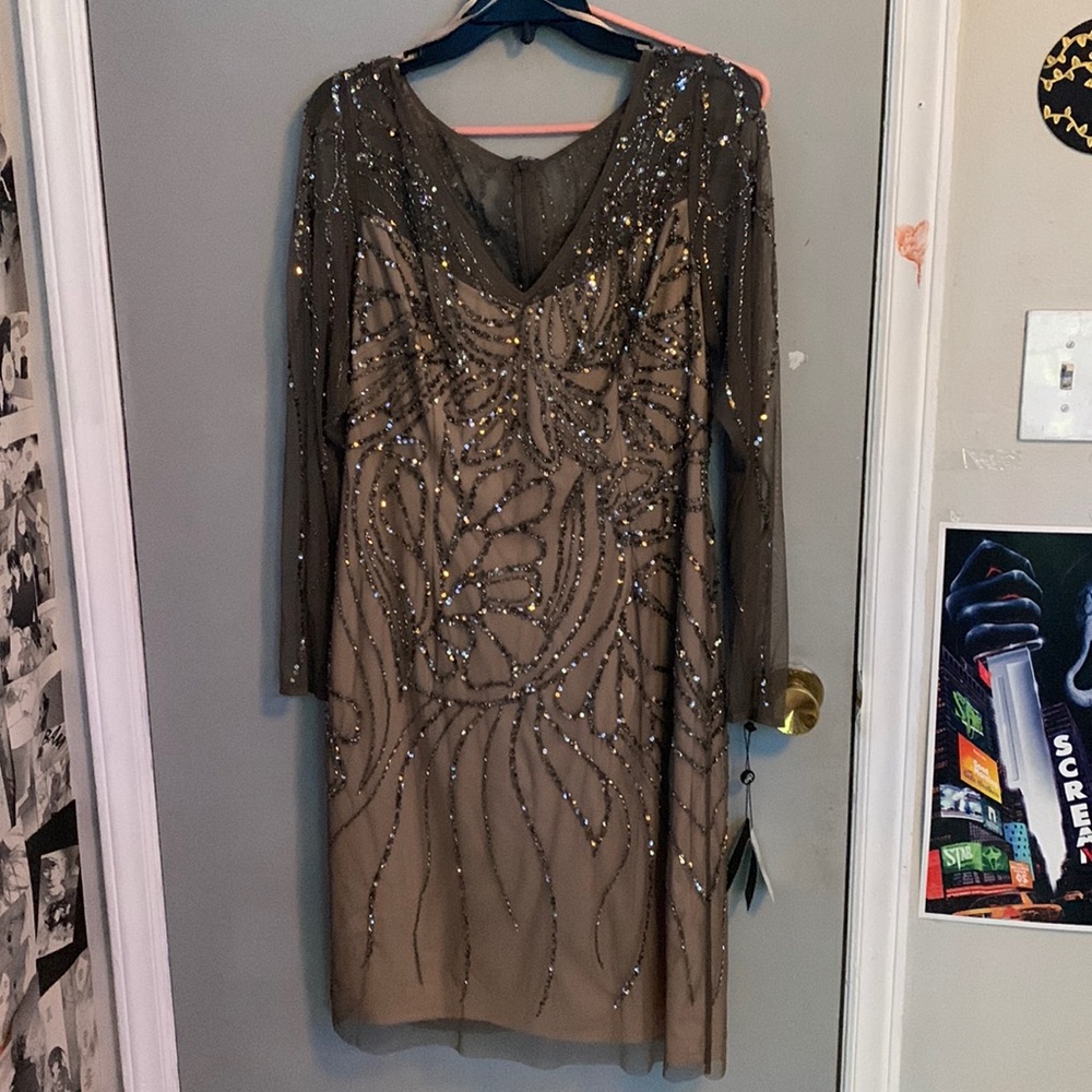 Adrianna Papell Beaded Midi Dress